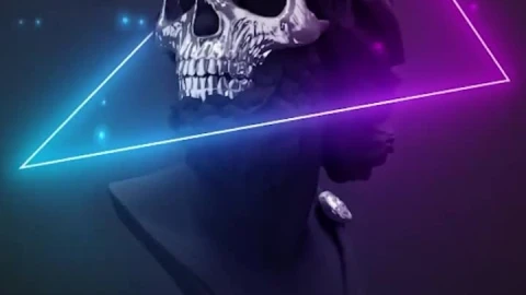 iPhone  Android Skull Neon Minimalism Phone Live Wallpaper - Free Live Wallpaper