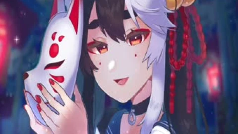 Live VTuber Fox Mask Video Wallpaper - Free Live Wallpaper