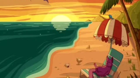 Purple Cat At The Beach Live Wallpaper - Free Live Wallpaper