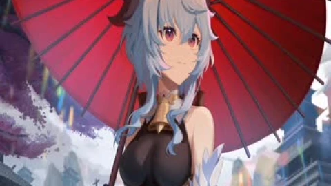 Ganyu Red Umbrella Live Wallpaper For PC - Free Live Wallpaper