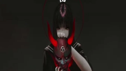 2K Anime School Girl Oni Mask Live Wallpaper - Free Live Wallpaper