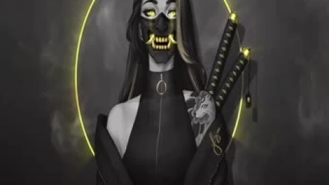 2K Oni Mask Samurai Girl Live Wallpaper - Free Live Wallpaper