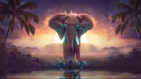 Elephant Surreal Landscape Lively Wallpaper - Free Live Wallpaper