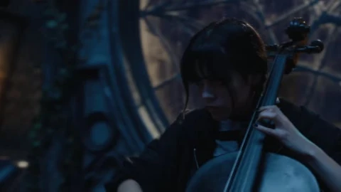 Jenna Ortega Wednesday Cello No Black Spaces - Free Live Wallpaper