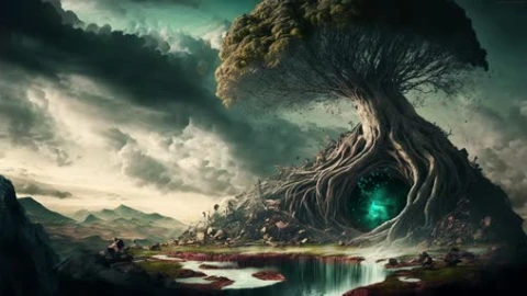 Portal inside tree Lively Wallpaper 4K - Free Live Wallpaper
