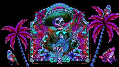 Tropic Vibration Skull - Free Live Wallpaper