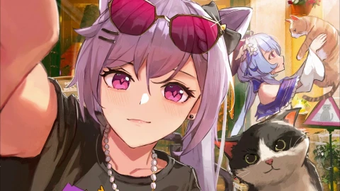 刻晴&甘雨+猫 4K - Free Live Wallpaper