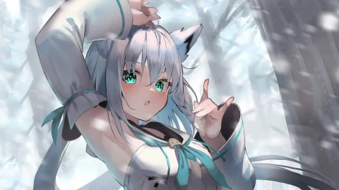 Virtual Youtuber Fubuki Shiragami Cybust PC - Free Live Wallpaper