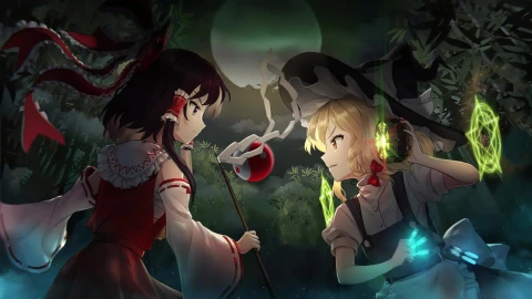 Touhou Eternal Night Reimu vs Marisa PC - Free Live Wallpaper