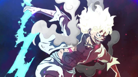 Luffy Gear 5 with holding cybust lighting PC - Free Live Wallpaper