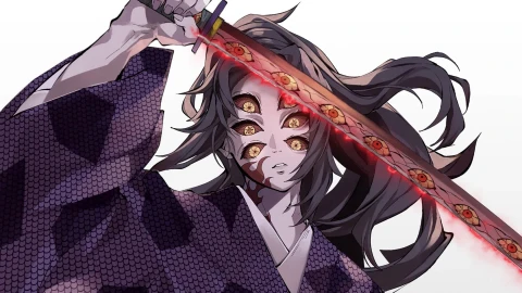 Kimetsu no Yaiba Kokushibo 黒死牟 white PC - Free Live Wallpaper