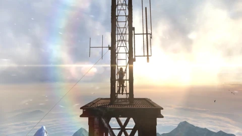 tomb raider radio tower 3440x1440 posterized - Free Live Wallpaper