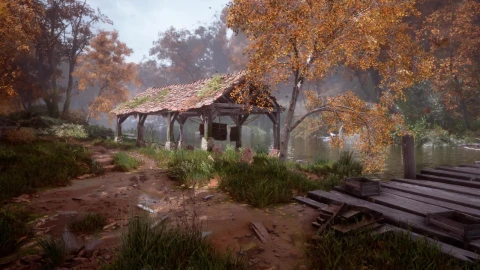 plague tale innocence shack by the river low - Free Live Wallpaper