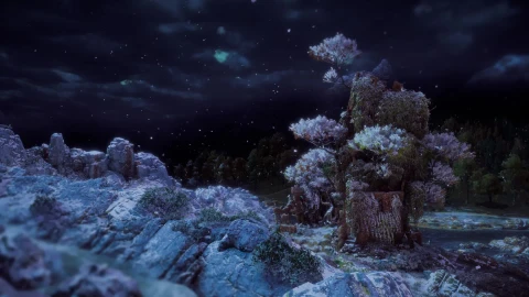 HZD tree riverside winter 24h - Free Live Wallpaper