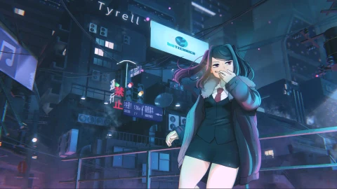 Jill Stingray in Night City Animation - Free Live Wallpaper