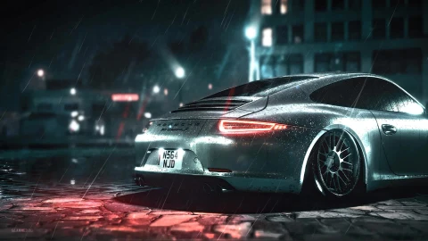 Rainy Porsche - Free Live Wallpaper