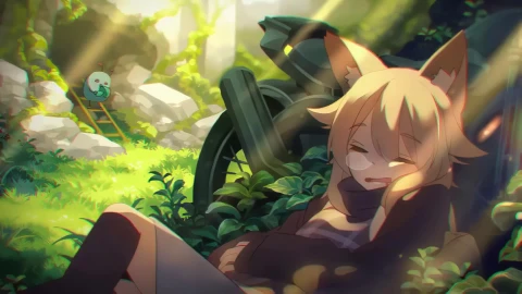 Anime Sleepy Fox Girl Live Wallpaper - Free Live Wallpaper