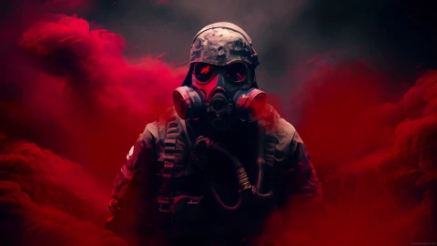 Gas Mask Red Smoke 4K Live Wallpaper - Free Live Wallpaper