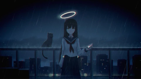Rainy ANgel Halo Live Wallpaper Anime - Free Live Wallpaper