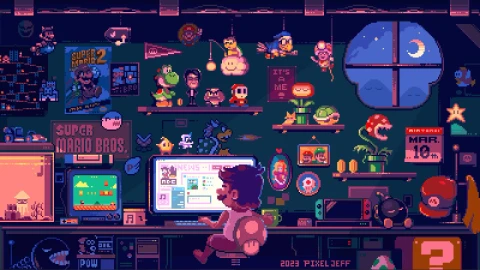 Mario Pixel Room Live Wallpaper - Free Live Wallpaper