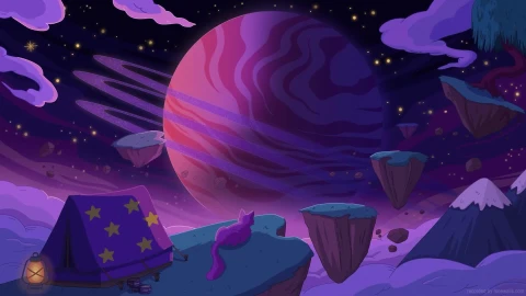 Purple Cat On Space Live Wallpaper - Free Live Wallpaper
