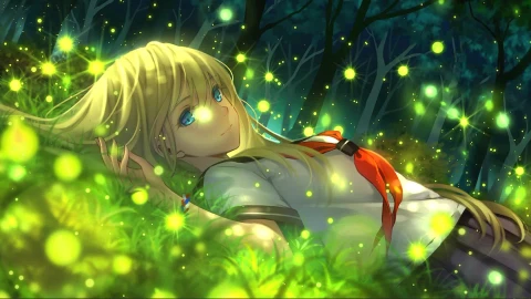 Anime Girl Grass Animated Wallpaper - Free Live Wallpaper