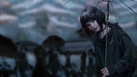 Girl with Umbrella 4K Live Wallpaper - Free Live Wallpaper