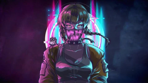 Masked Cyberpunk Girl Animated Wallpaper - Free Live Wallpaper