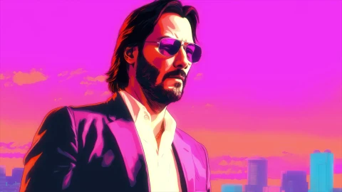 4K john wick in vice city - Free Live Wallpaper