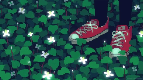 Lofi Rain Flower Field Pixel Live Wallpaper - Free Live Wallpaper