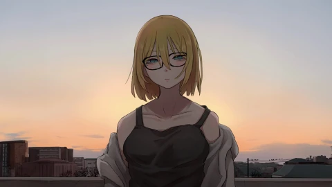 Anime Girl With Glasses 4K Live Wallpaper - Free Live Wallpaper