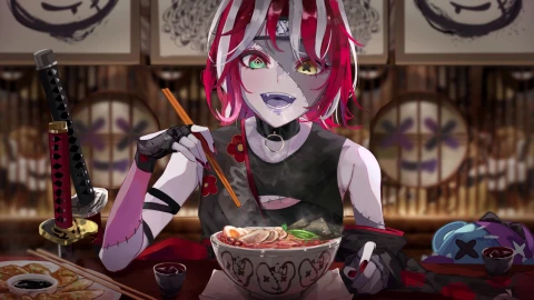 Kureiji Ollie Eating Ramen 4K Live Wallpaper - Free Live Wallpaper