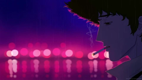 Spike Spiegel Smoking In The Rain Cowboy Bebop Live Wallpaper - Free Live Wallpaper
