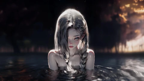 Pretty Girl in Lake 4K Live Wallpaper - Free Live Wallpaper