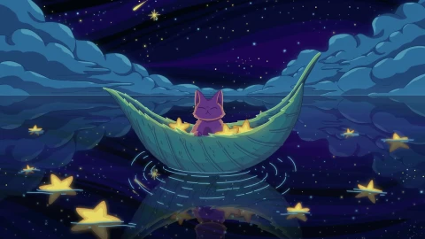 Purrple Cat Sea of Stars Live Wallpaper - Free Live Wallpaper
