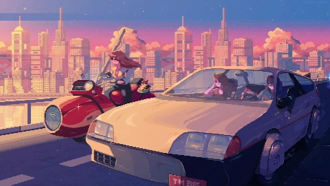 Pixel Evening Ride - Free Live Wallpaper
